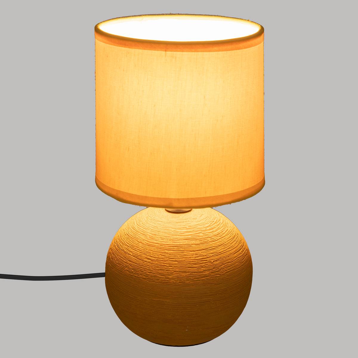 Lámpara de cerámica "Timéo" Amarillo mostaza a rayas, H.25 cm Amarillo mostaza a rayas