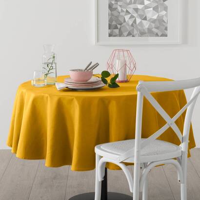 Mantel antimanchas amarillo mostaza, d.180 cm