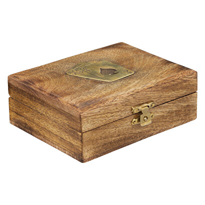 Juego de cartas "odile" madera de mango, 12x4 cm