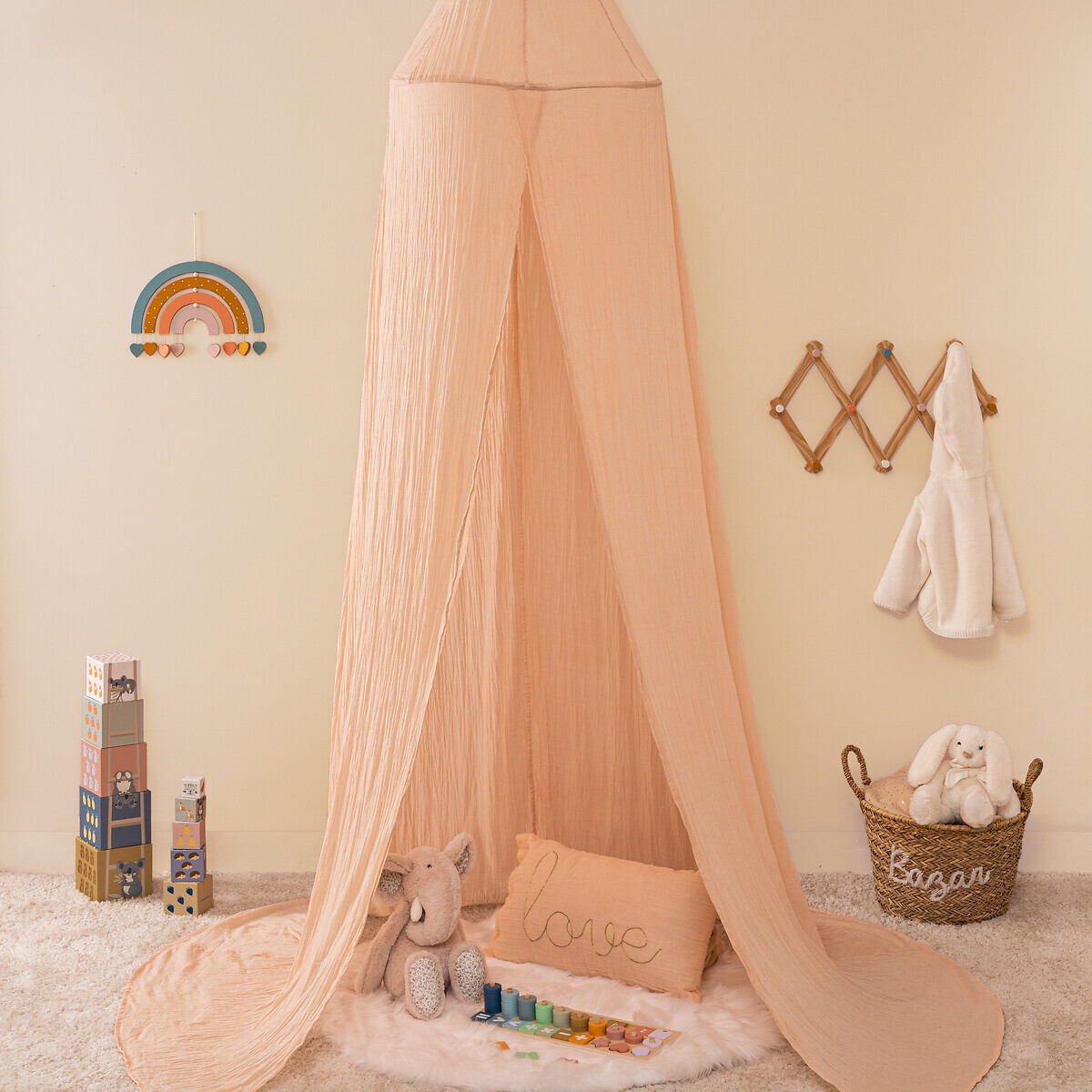 Cielo de cama 'Lili' Gasa de algodón, rosa claro, H.350 cm Rosa claro