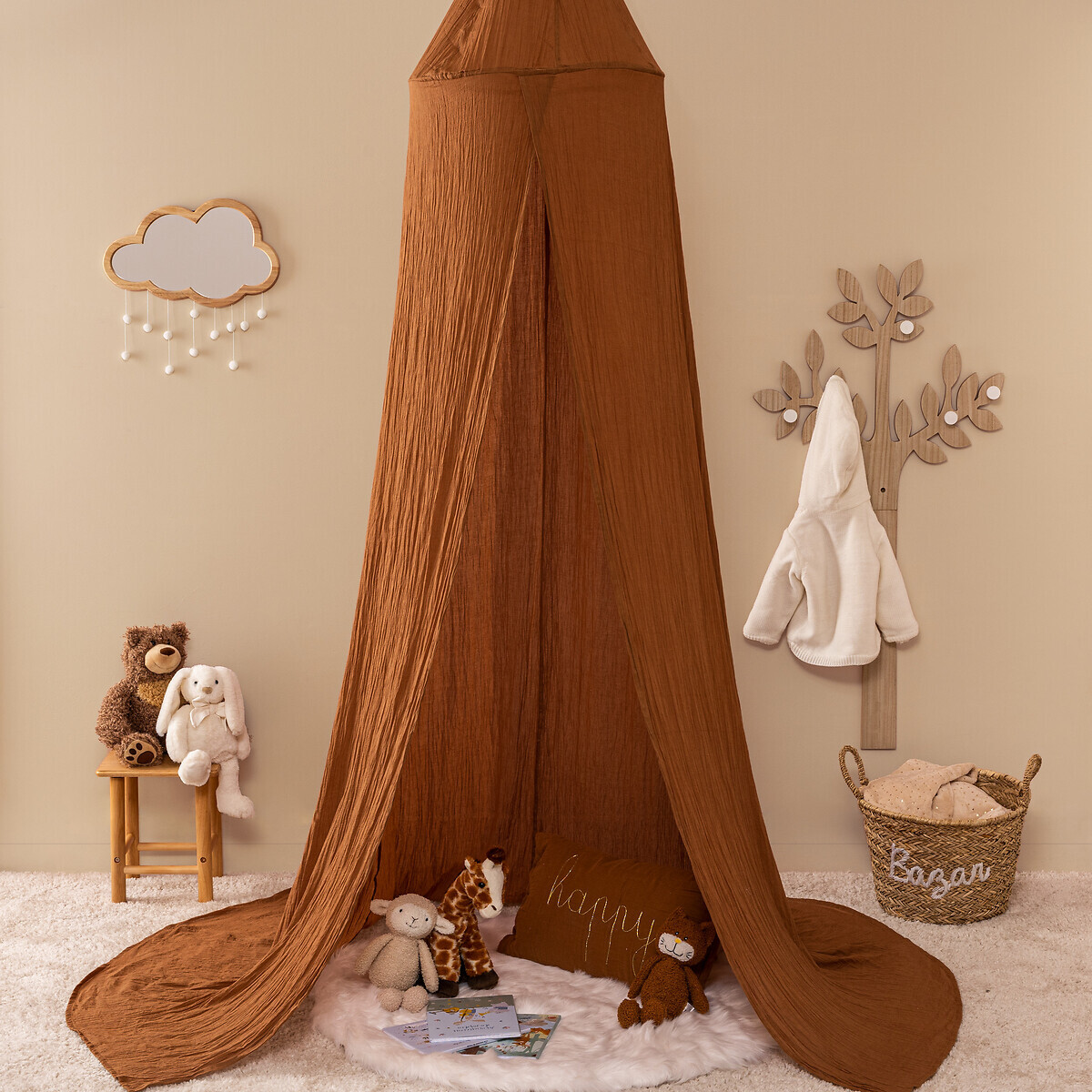 Cielo de cama 'Lili' Gasa de algod&oacute;n, marr&oacute;n, H.350 cm Marr&oacute;n