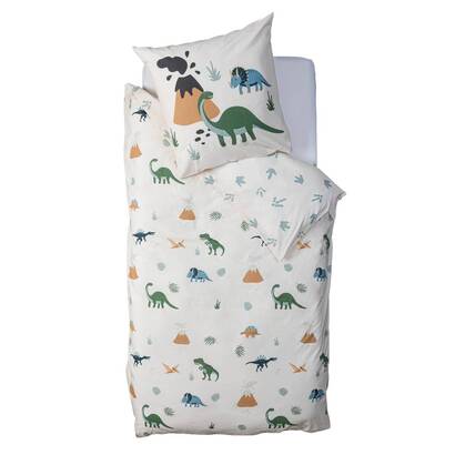 Juego de cama "dinosaurio" algod&oacute;n, beige, 140x200 cm