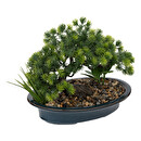 Bonsái artificial Cerámica y guijarro, H.26 cm Azul