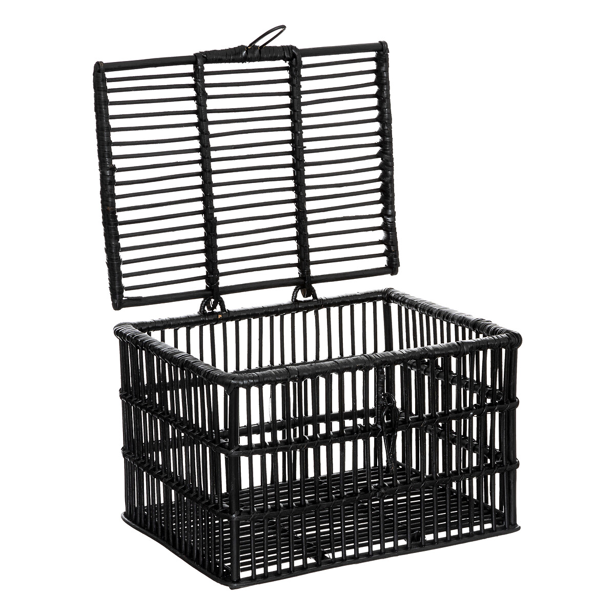 Juego de 3 baúles Ratán, negro Negro