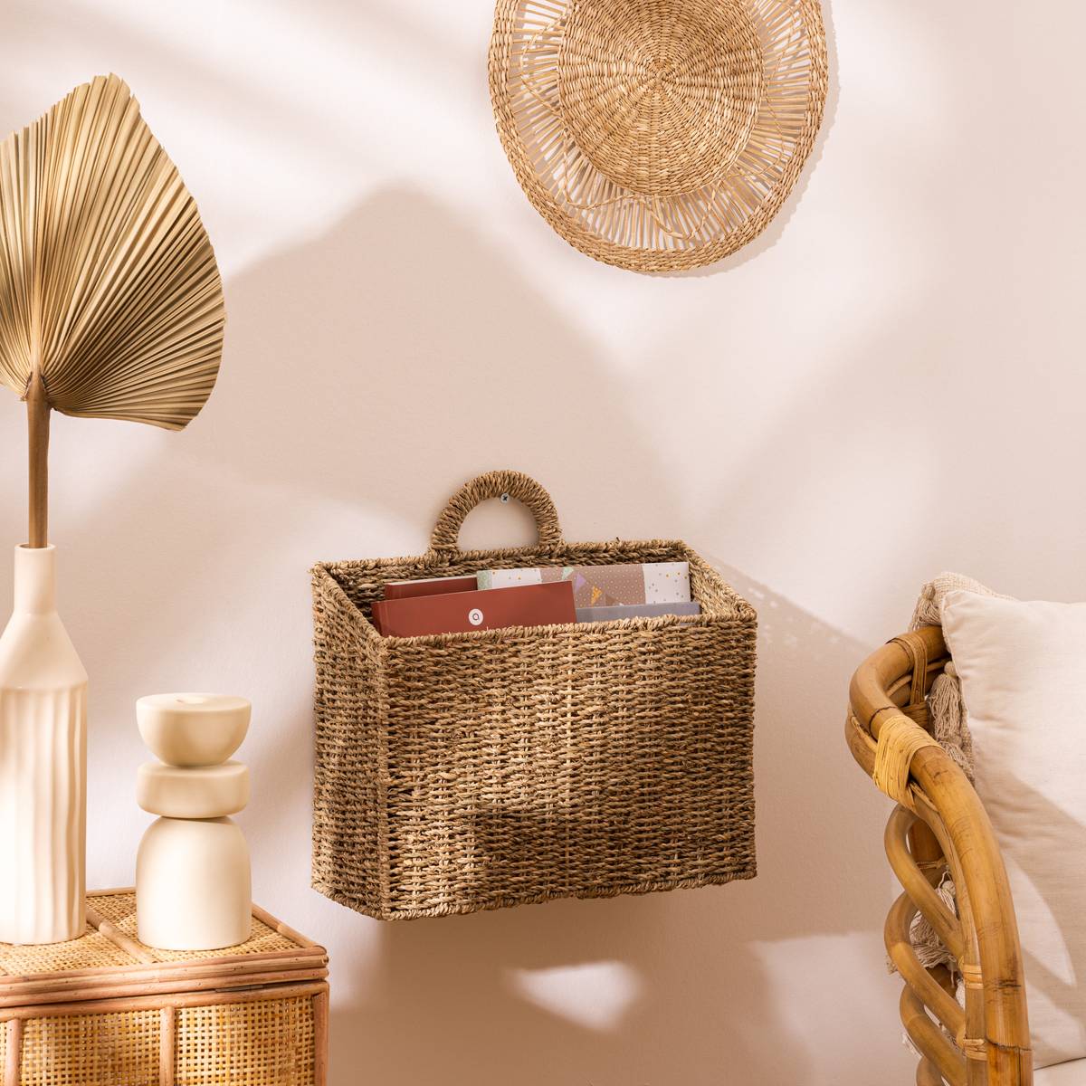 Cesta Colgante 'Cora' Beige, H.40 cm Beige