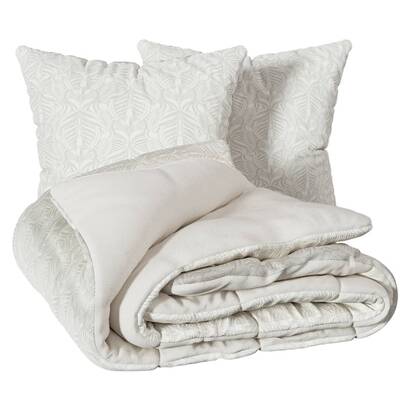 Juego de cama impreso de 3 piezas "nalh" beige, 260x240 cm