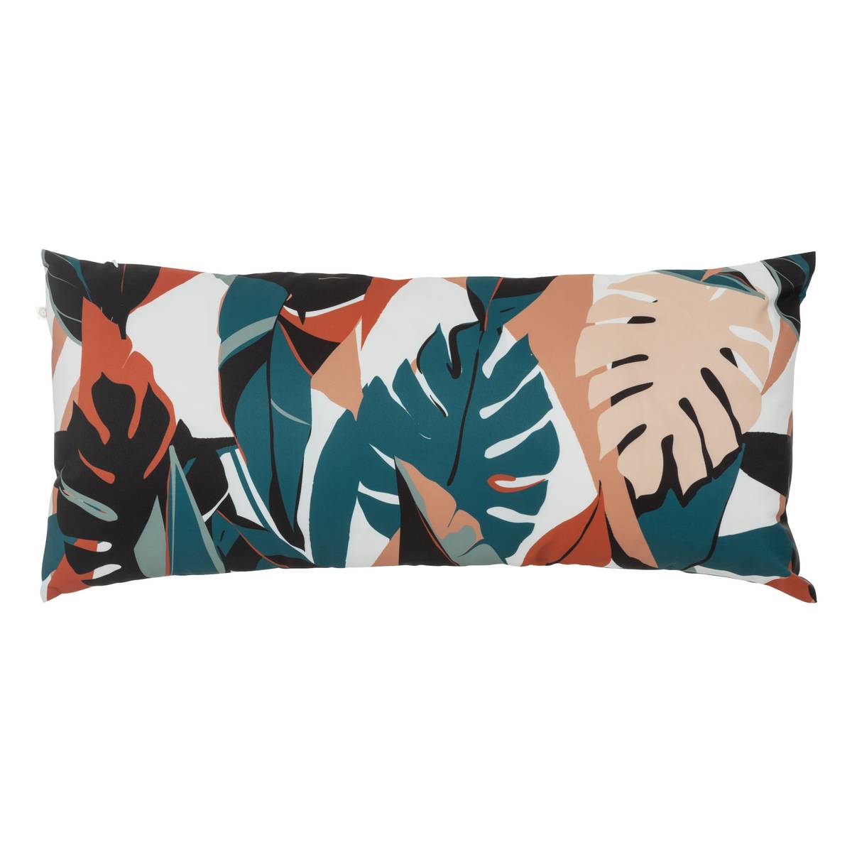 Cojín decorativo de interior y exterior DEYO con estampado de hojas azul pato 35 x 75 cm - Poliéster Azul pato