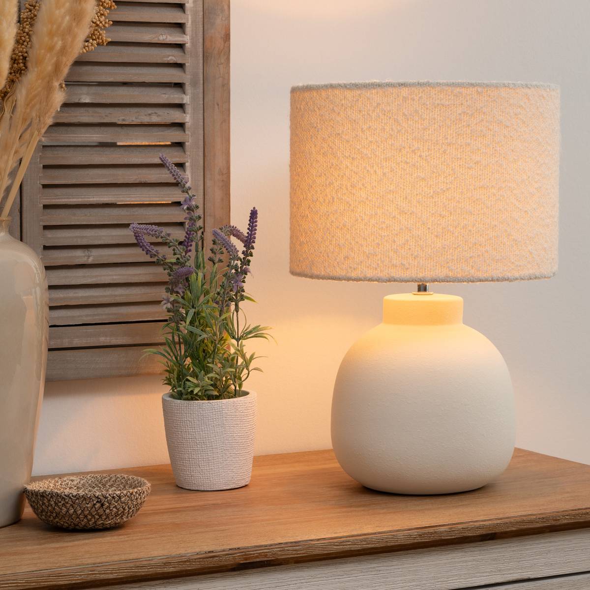 Lámpara redonda "Lali" Blanco, H.43 cm Blanco