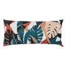 Cojín decorativo de interior y exterior DEYO con estampado de hojas azul pato 35 x 75 cm - Poliéster Azul pato