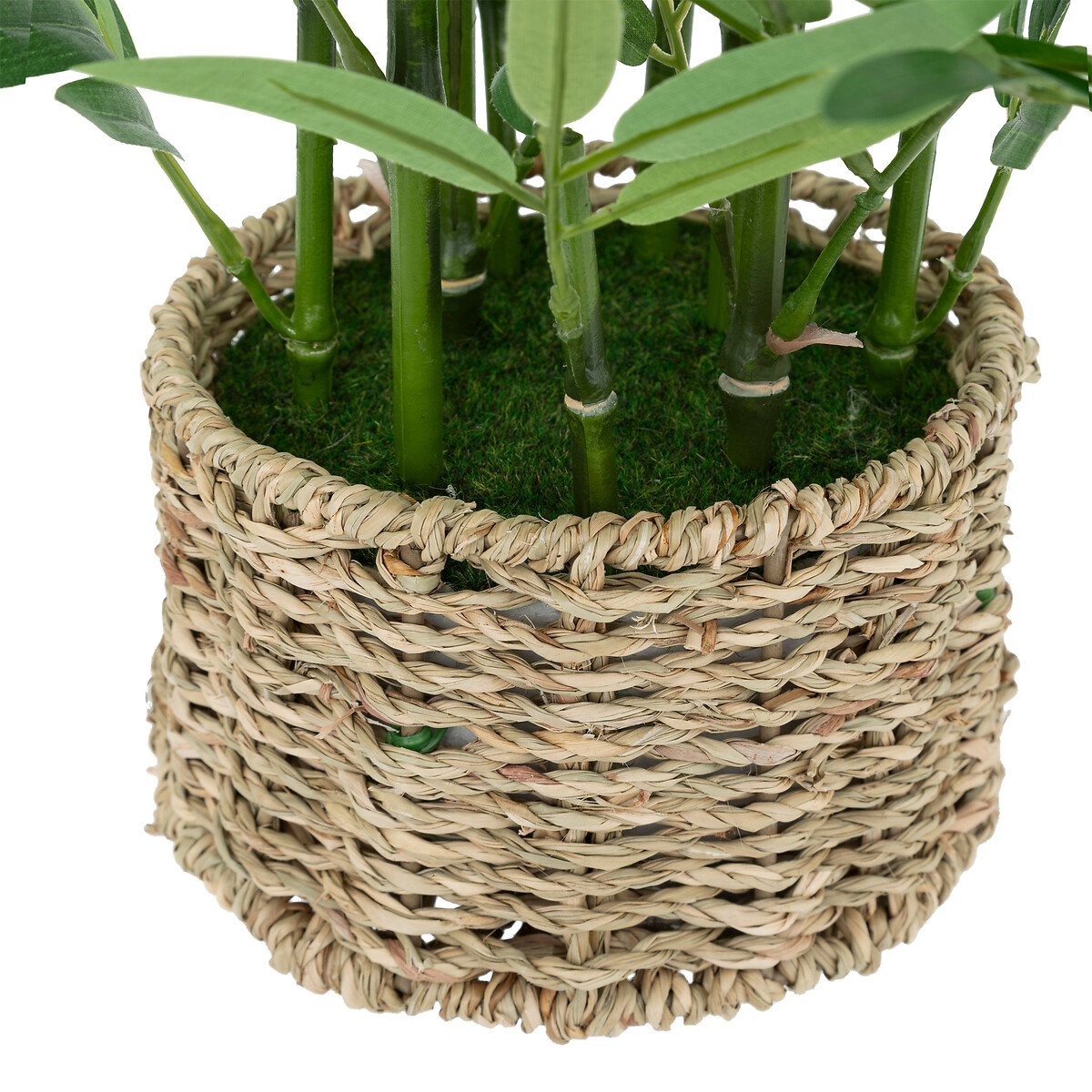 Bambú artificial "Ly" Maceta natural, H.46 cm Verde