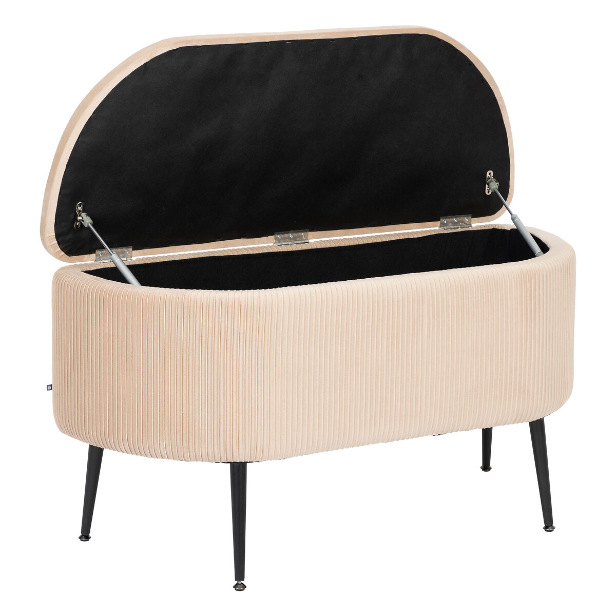 Banco baúl de terciopelo "Solaro" Beige, 100x40 cm Beige