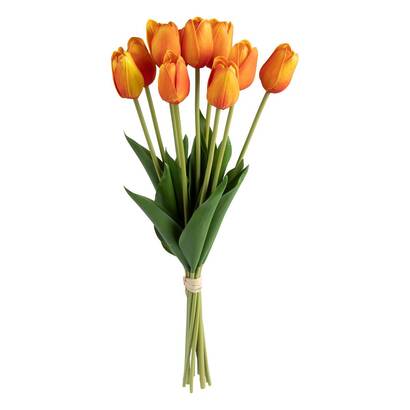 Ramo de 10 tulipanes artificiales "james" naranja, h.48 cm