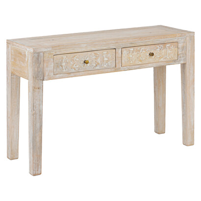 Consola con 2 cajones "shirel" madera de mango, l.120 cm