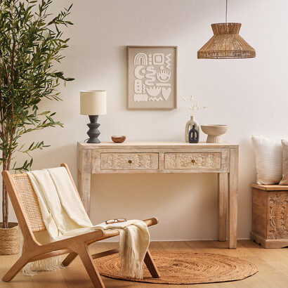 Consola con 2 cajones "shirel" madera de mango, l.120 cm