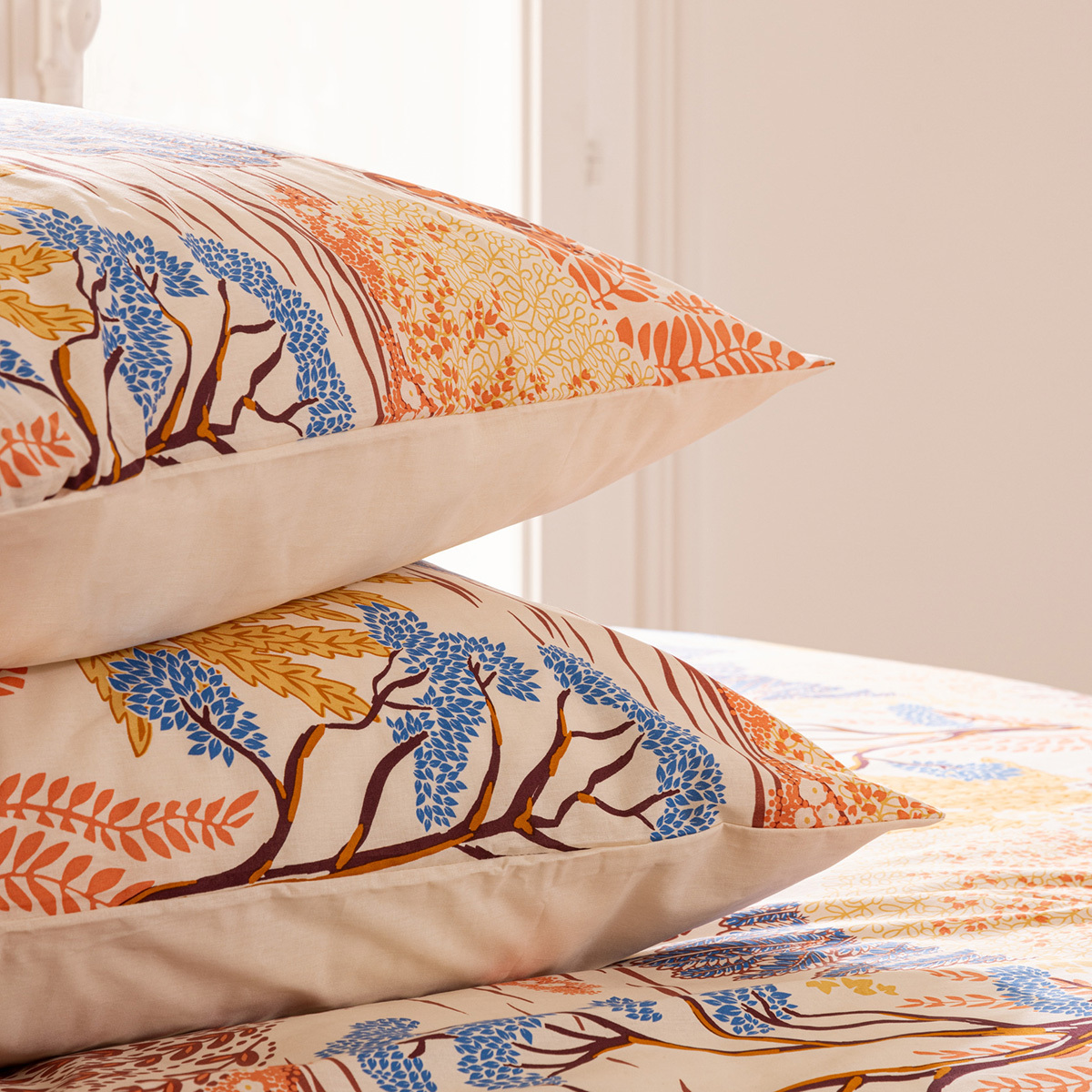 Juego de cama de 3 piezas estampado "Walaa" Beige, 240x220 cm Beige