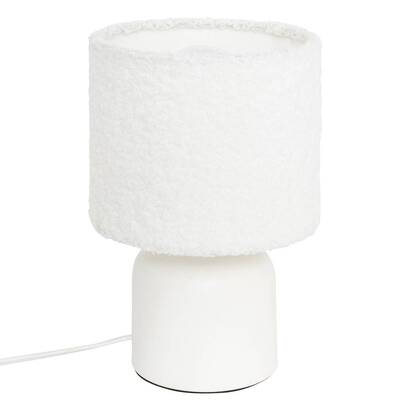 L&aacute;mpara de mesa "bona" bouclette, blanco, h.22 cm