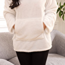 Manta con capucha de franela con mangas "Teddy" Blanco, Talla única Blanco