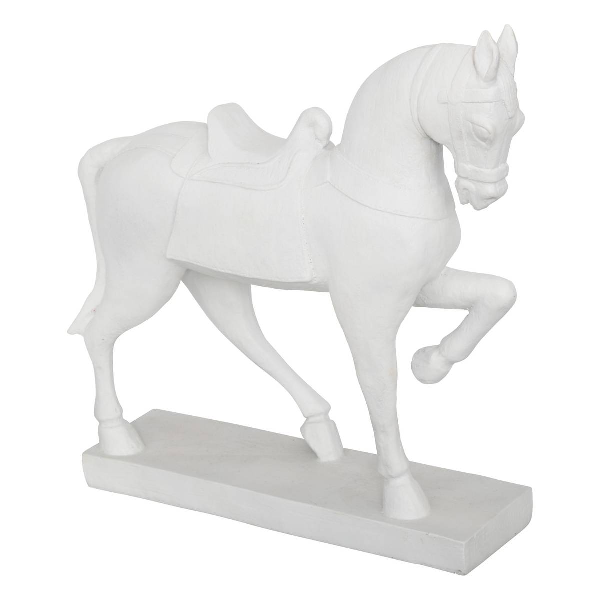 Estatua de caballo "Pequeña cabaña" Blanco, H.35 cm Blanco