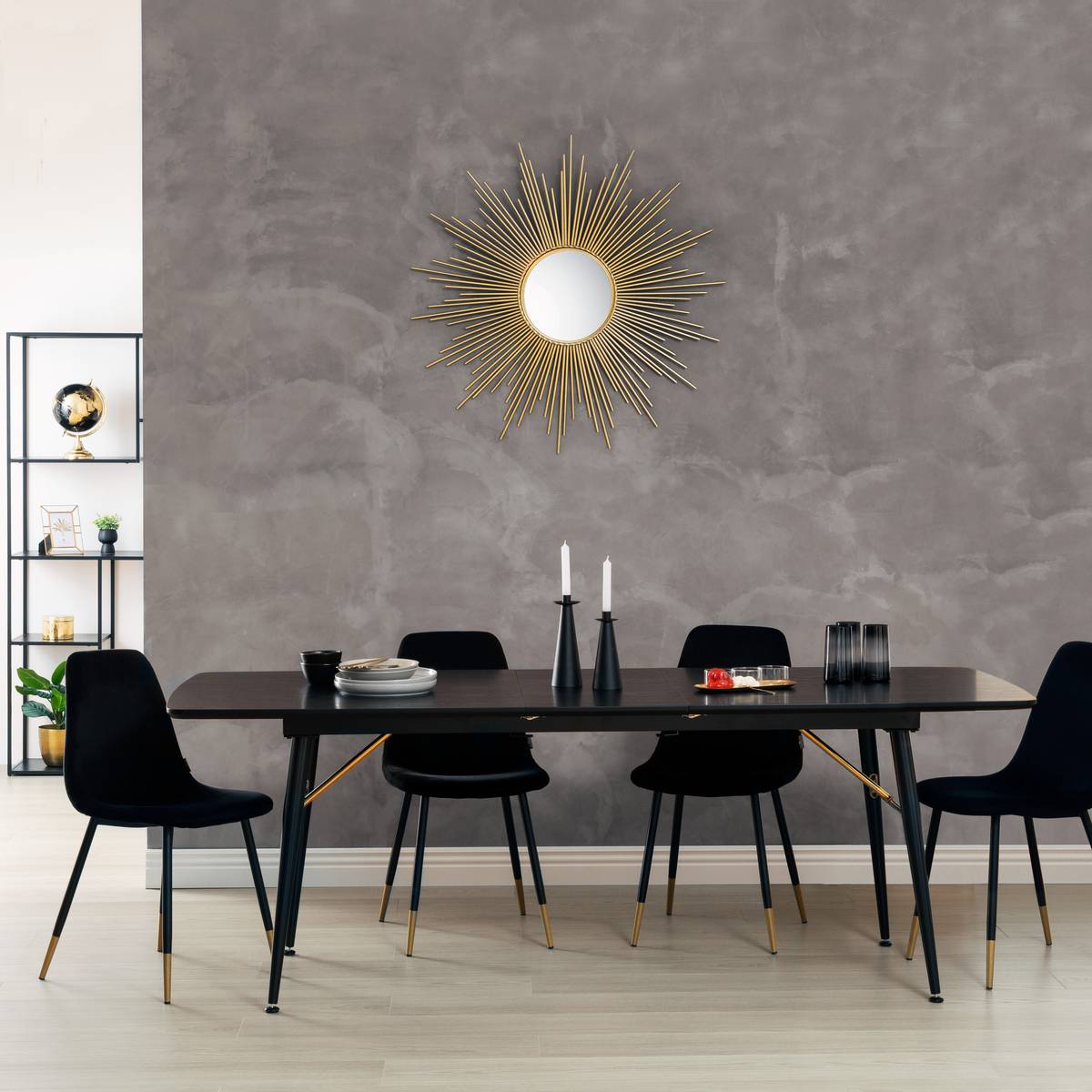 Mesa de comedor extensible "Aubrey" Negro, 180x220 cm Negro