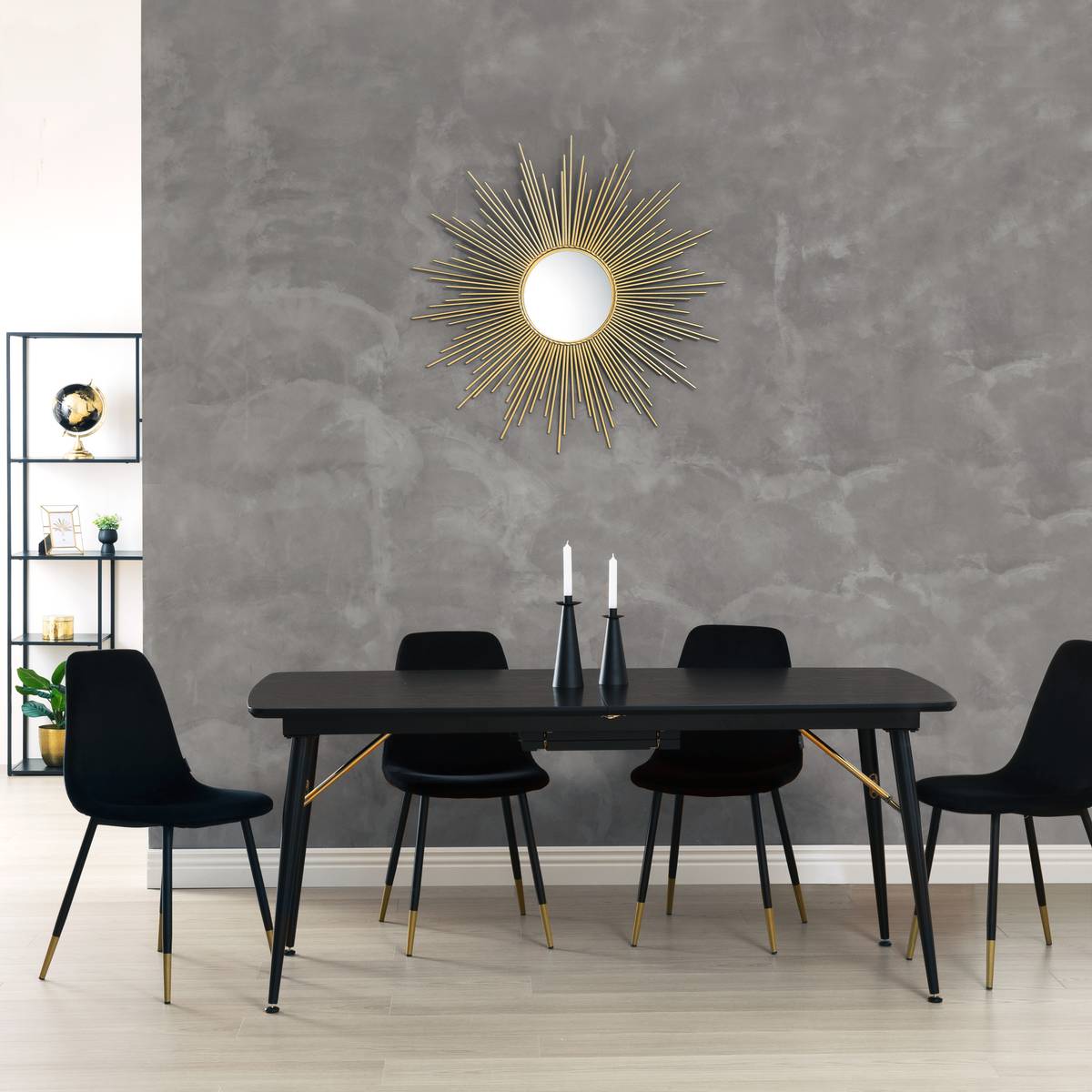 Mesa de comedor extensible "Aubrey" Negro, 180x220 cm Negro