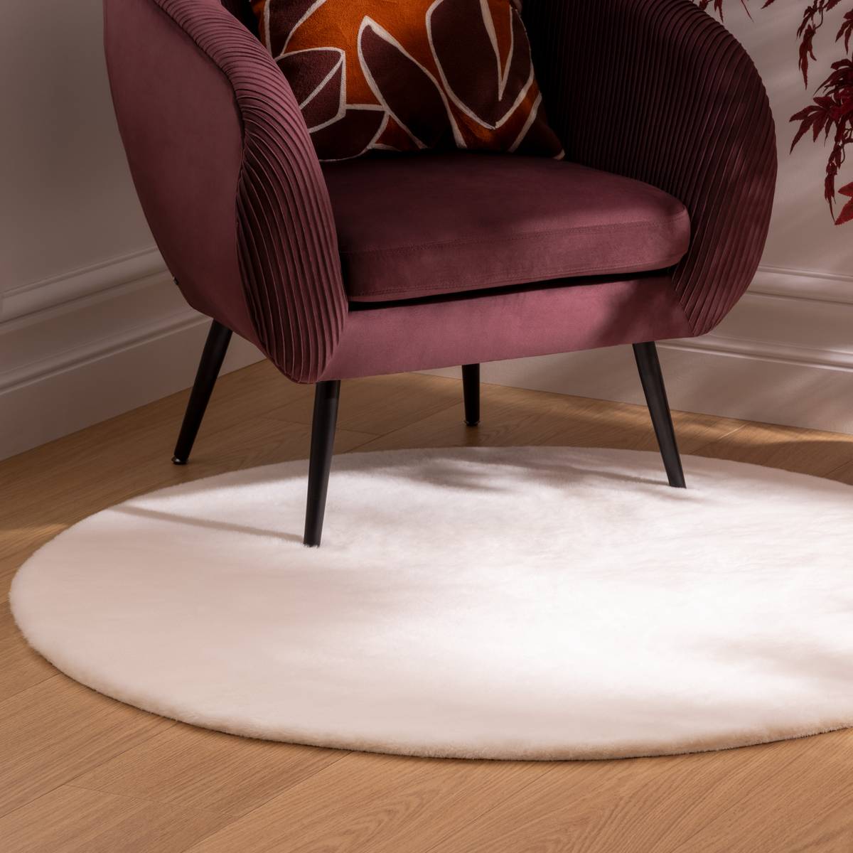 Alfombra de piel "Couka" Blanco, D.118 cm Blanco
