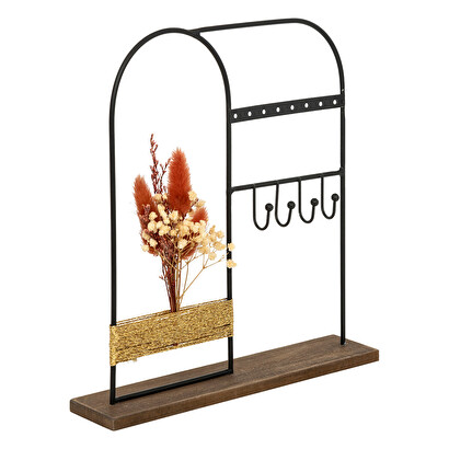 Porta joyas "oto&ntilde;o" metal negro, h.26 cm