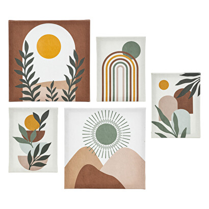 Juego de 5 lienzos impresos "cynthia" beige, 15x20/25x25 cm