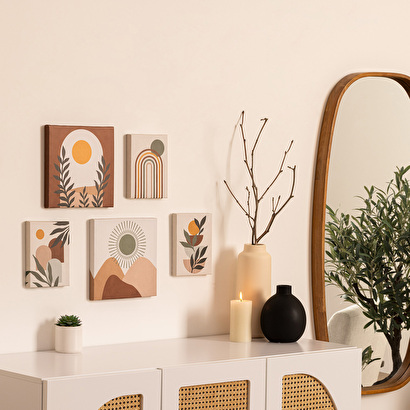 Juego de 5 lienzos impresos "cynthia" beige, 15x20/25x25 cm