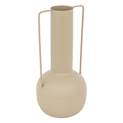 Jarr&oacute;n de metal "sylvain" lino beige, h.29,5 cm