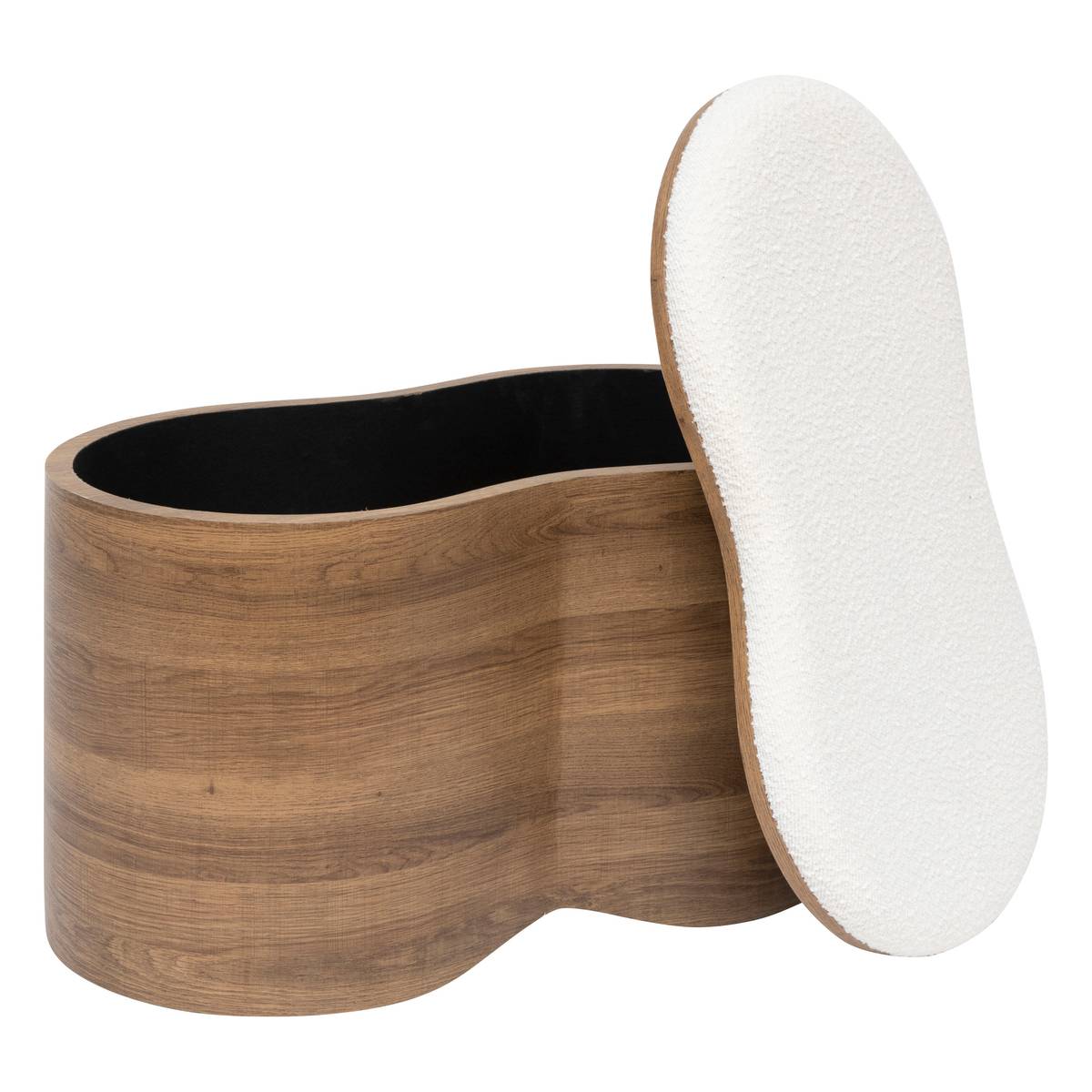 2 bancos con almacenamiento "Loe" Bouclette, Caramelo, 72x45x40,5 cm Marr&oacute;n caramelo