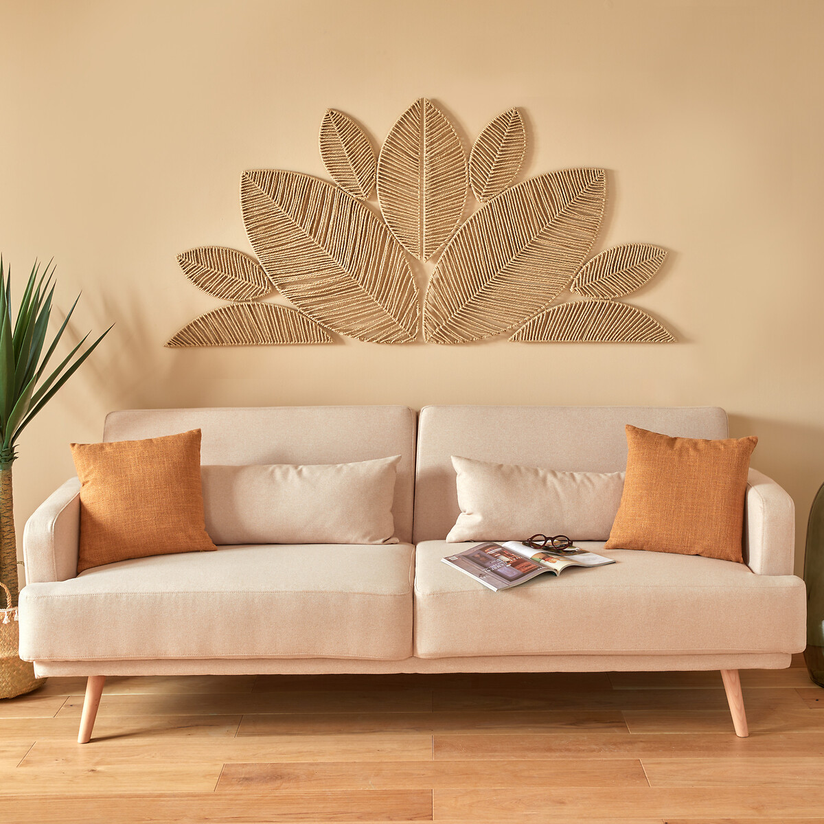 Decoraci&oacute;n de pared "Meera" 160x80 cm Beige lino