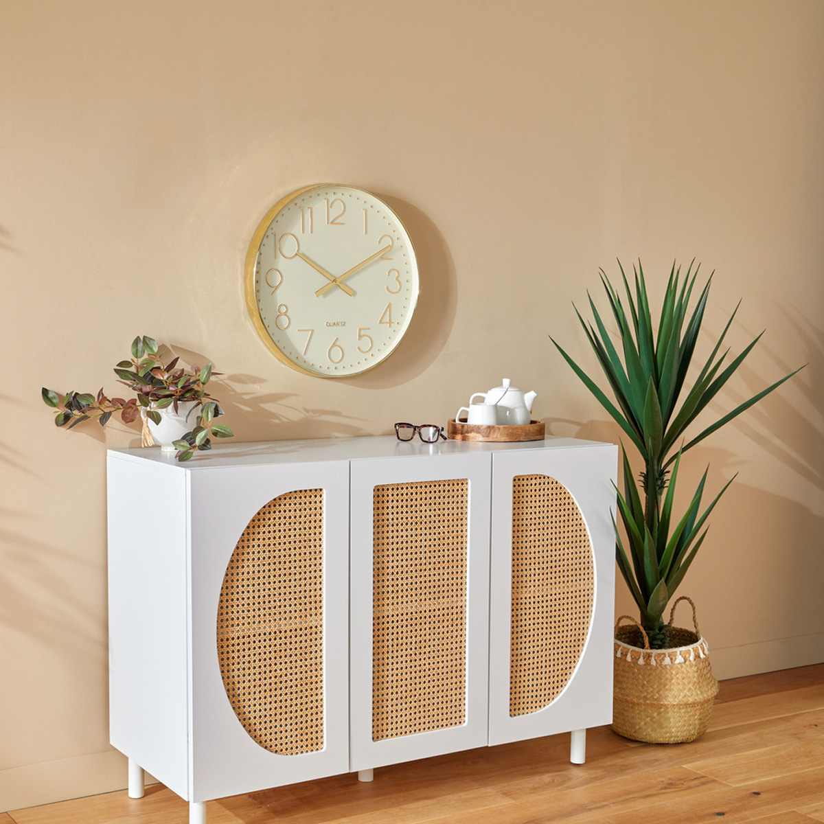Reloj "Laure" Lino, D. 50,8 cm Beige lino