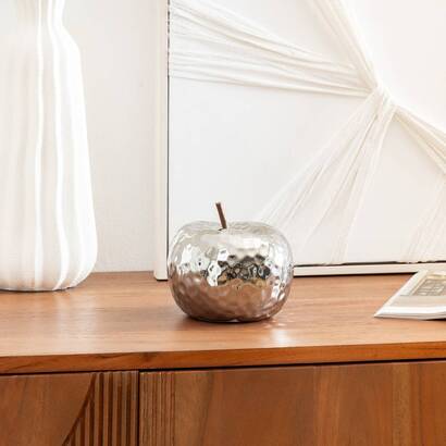 Decoraci&oacute;n para colocar manzana "pamela" cer&aacute;mica, plata, h. 14 cm