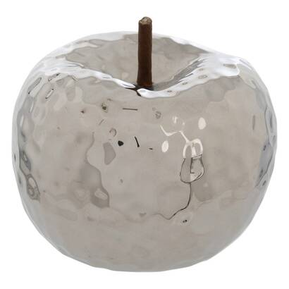 Decoraci&oacute;n para colocar manzana "pamela" cer&aacute;mica, plata, h. 14 cm