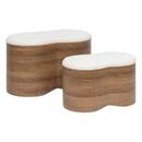 2 bancos con almacenamiento "Loe" Bouclette, Caramelo, 72x45x40,5 cm Marr&oacute;n caramelo