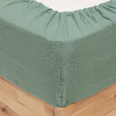 S&aacute;bana ajustable "Flora" Gasa de algod&oacute;n, Verde Celad&oacute;n, 140x190 cm Verde celad&oacute;n