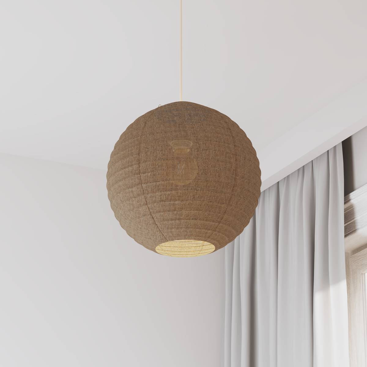Linterna japonesa de bola "Jordy" Beige, Ø 35 cm Beige
