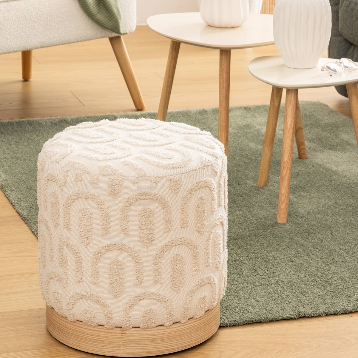 Puf "Copas" Blanco, D.38x38 cm Blanco