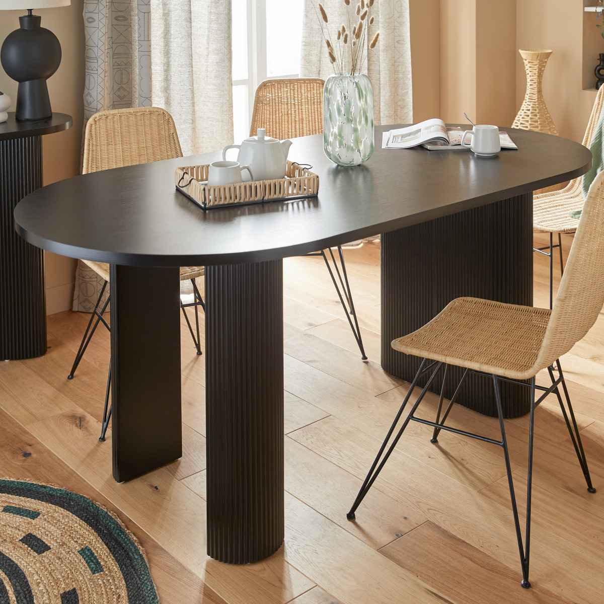 Mesa de comedor "Olova" Negro, 180x90x76 cm Negro