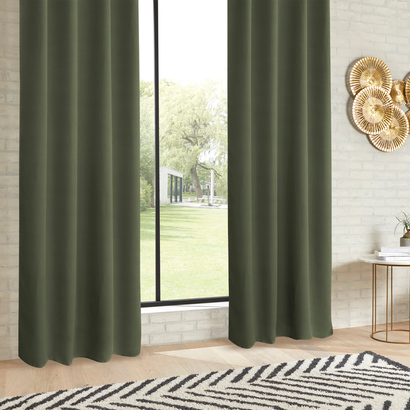 Cortina opaca "odelie" verde caqui, 135x240 cm