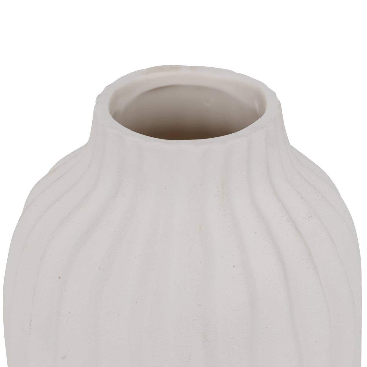 Jarrón estriado "Fernan" Cerámica, blanco, H.22 cm Blanco