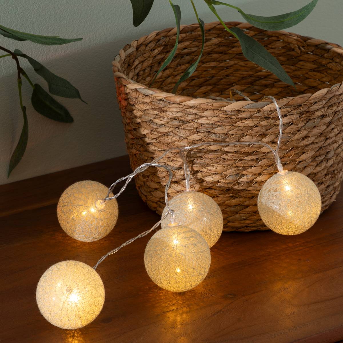 Guirnalda LED a pilas "Tara" 10 bolas luminosas, L.165 cm Azul pato