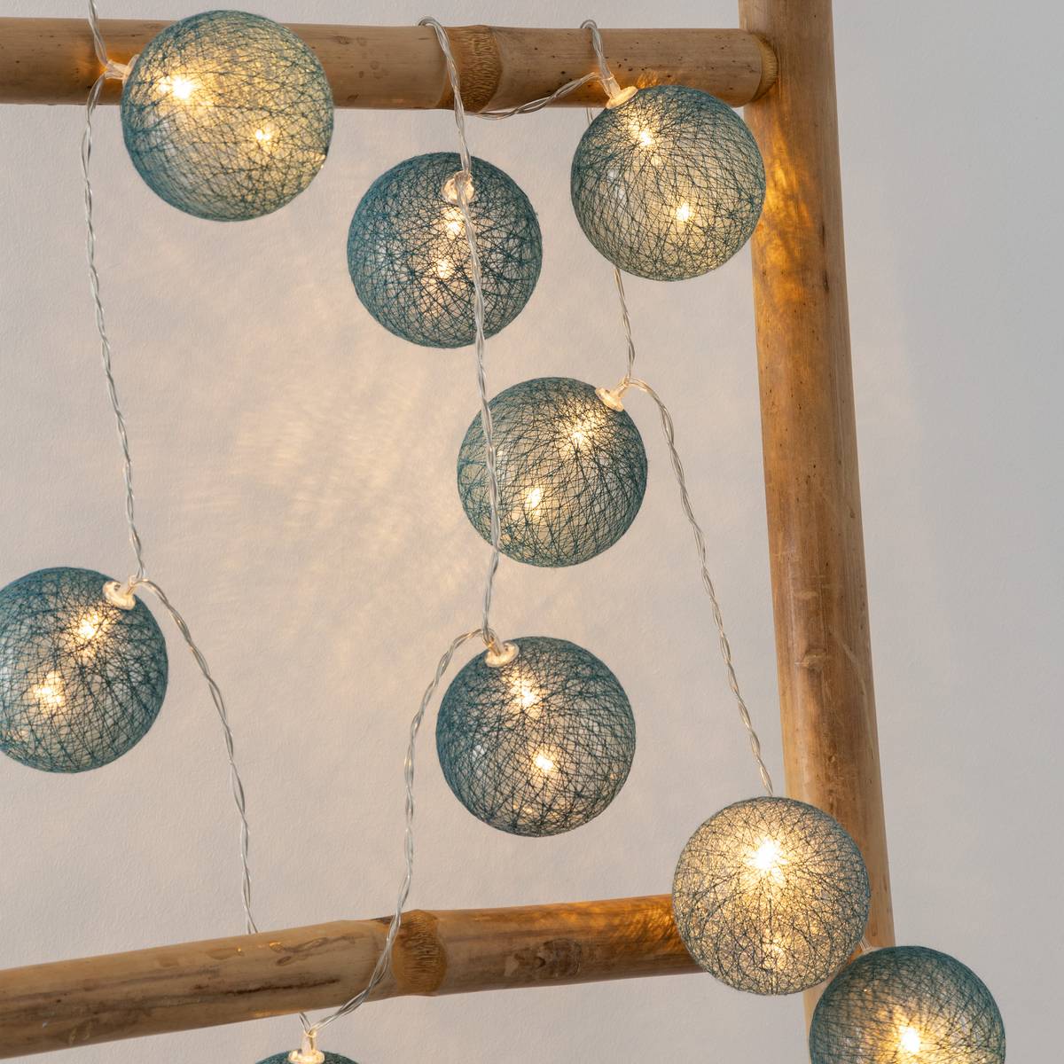 Guirnalda LED a pilas "Tara" 10 bolas luminosas, L.165 cm Azul pato