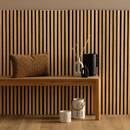 Panel decorativo de listones de madera "Colva" Efecto roble claro, fondo negro, 120x60 cm Efecto roble claro / Fondo negro