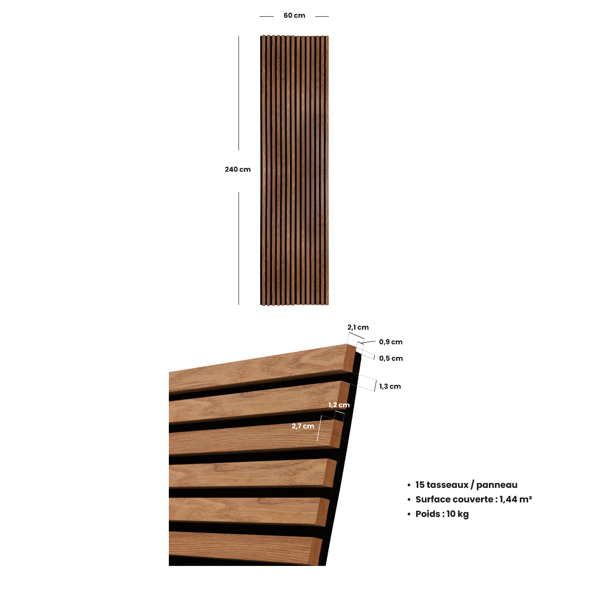 Lote de 2 paneles decorativos de listones de madera Colva