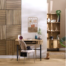 Lote de 4 paneles decorativos de listones de madera Colva Efecto roble claro, fondo negro, 60x60 cm Efecto roble claro / Fondo negro