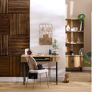 Lote de 3 paneles decorativos de listones de madera Colva Efecto nogal, fondo negro, 60x60 cm Efecto nogal / Fondo negro