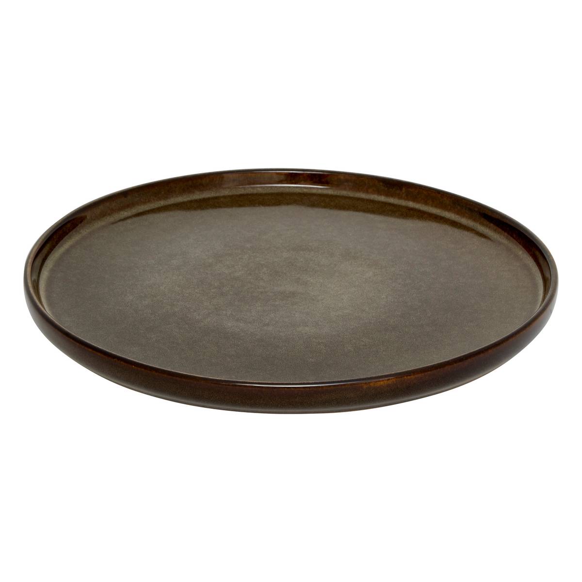 Lote de 6 platos llanos "Tierra Desconocida" Loza, D.26,7 cm, Marrón Marrón