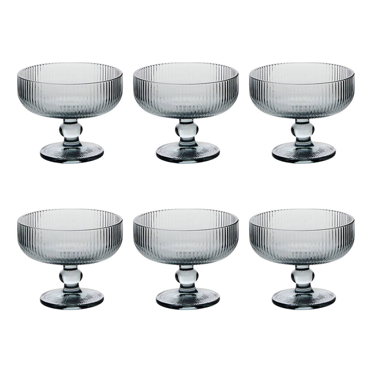 Lote de 6 copas para helado "Ema" Vaso, 340 ml, Gris Gris