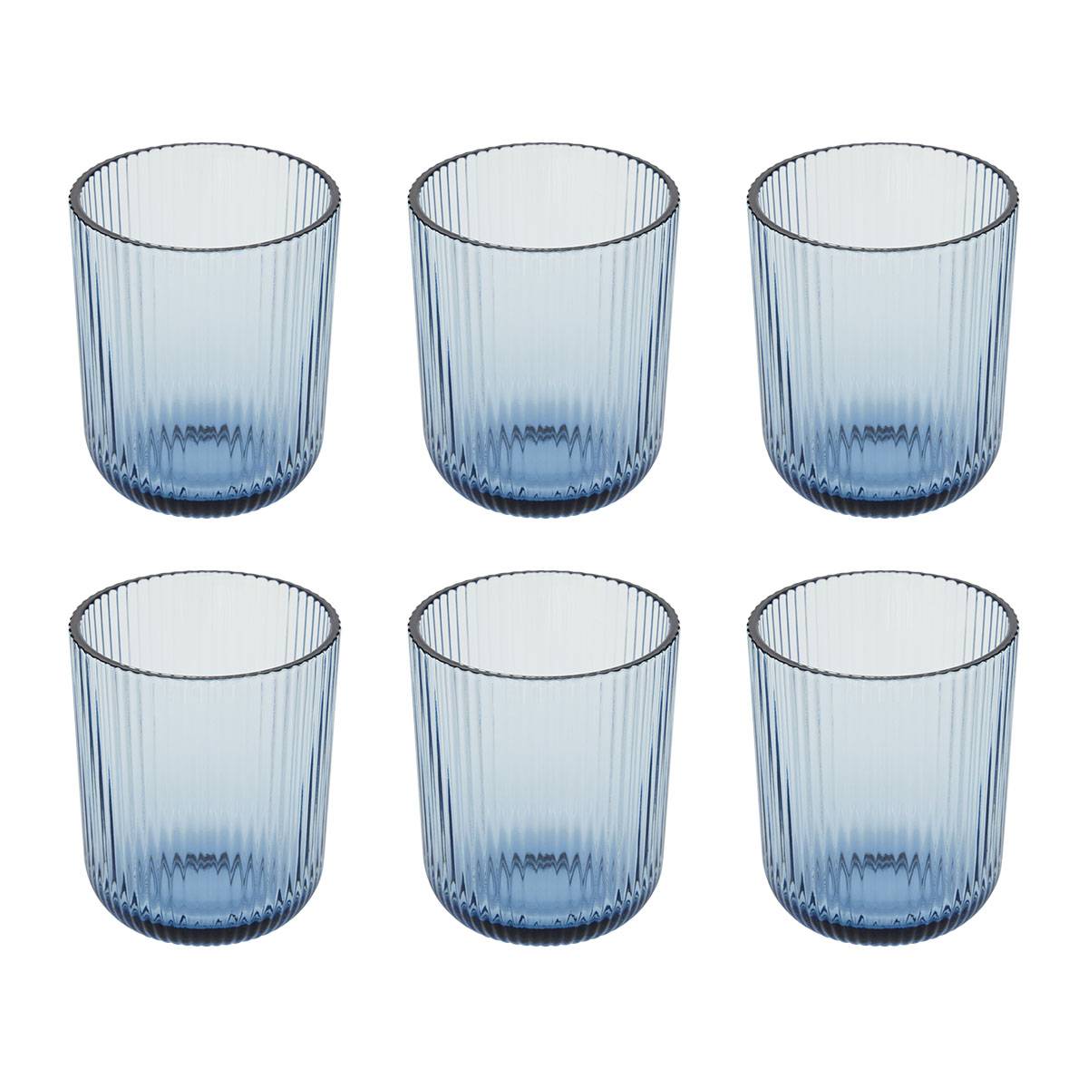 Lote de 6 vasos bajos "Ema" Vidrio, Azul Azul